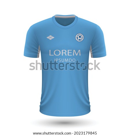 Realistic soccer shirt Manchester City 2022, jersey template for football kit. Vector illustration 