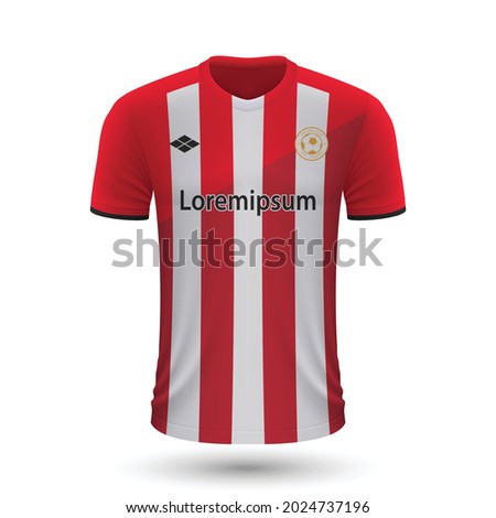 Realistic soccer shirt Athletic Bilbao 2022, jersey template for football kit. Vector illustration 