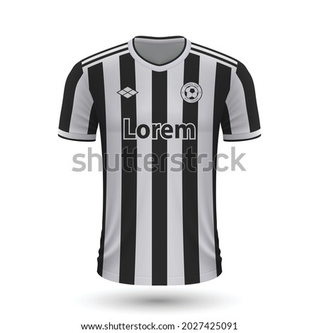 Realistic soccer shirt Juventus 2022, jersey template for football kit. Vector illustration 