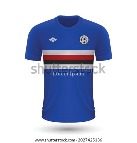 Realistic soccer shirt Sampdoria 2022, jersey template for football kit. Vector illustration 