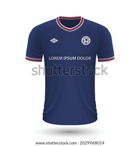 Realistic soccer shirt PSG 2022, jersey template for football kit. Vector illustration 