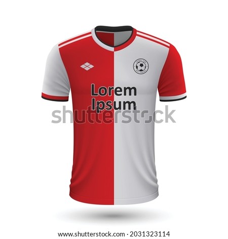 Realistic soccer shirt Feyenoord 2022, jersey template for football kit. Vector illustration 