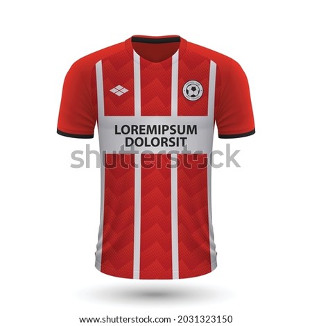 Realistic soccer shirt PSV 2022, jersey template for football kit. Vector illustration 