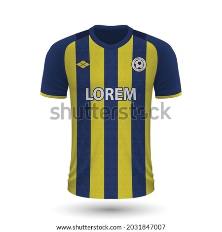 Realistic soccer shirt Fenerbahce 2022, jersey template for football kit. Vector illustration 