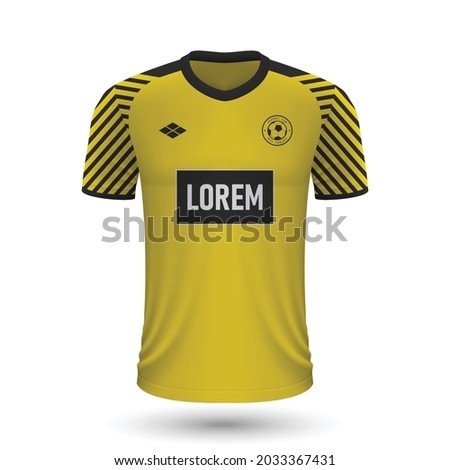 Realistic soccer shirt Borussia Dortmund 2022, jersey template for football kit. Vector illustration 