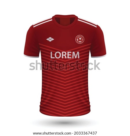 Realistic soccer shirt Bayern 2022, jersey template for football kit. Vector illustration 