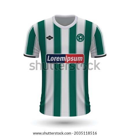 Realistic soccer shirt Panathinaikos 2022, jersey template for football kit. Vector illustration 