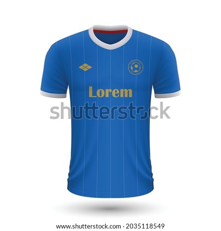 Realistic soccer shirt Rangers 2022, jersey template for football kit. Vector illustration 