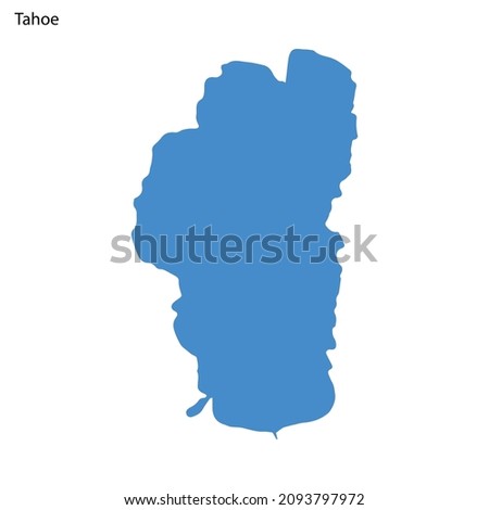 Blue outline map of Tahoe Lake, Isolated vector siilhouette on white background