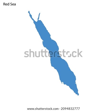 Blue outline map of Red Sea, Isolated vector siilhouette sea on white background