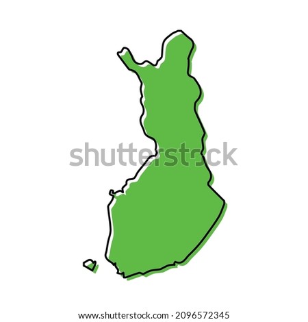 Simple outline map of Finland. Stylized minimal line design