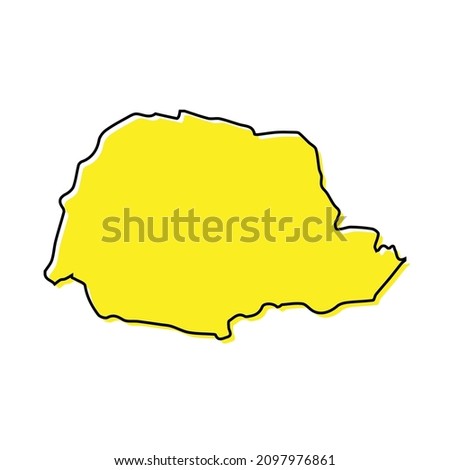 Simple outline map of Parana is a state of Brazil. Stylized minimal line design