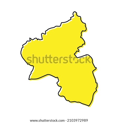Simple outline map of Rhineland-Palatinate is a state of Germany. Stylized minimal line design