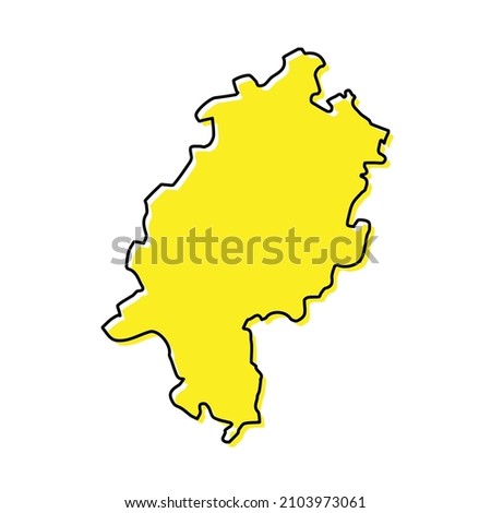 Simple outline map of Hesse is a state of Germany. Stylized minimal line design