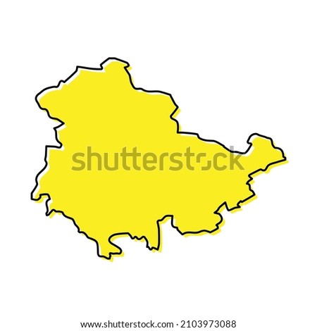 Simple outline map of Thuringia is a state of Germany. Stylized minimal line design