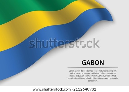 Wave flag of Gabon on white background. Banner or ribbon vector template for independence day