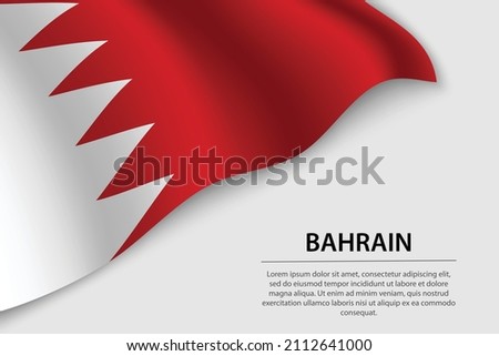 Wave flag of Bahrain on white background. Banner or ribbon vector template for independence day