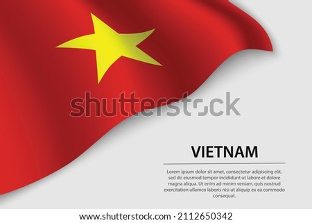 Wave flag of Vietnam on white background. Banner or ribbon vector template for independence day