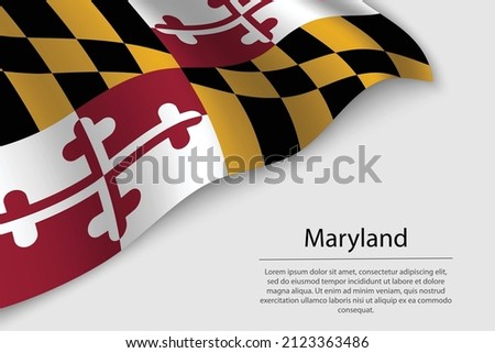 Wave flag of Maryland is a state of United States. Banner or ribbon vector template