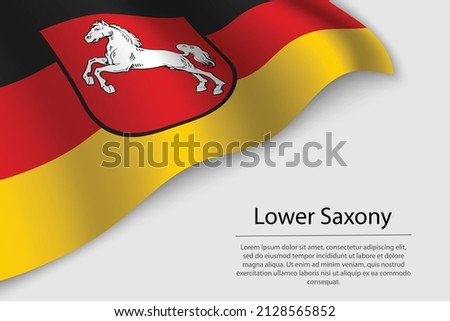 Wave flag of Lower Saxony is a state of Germany. Banner or ribbon vector template