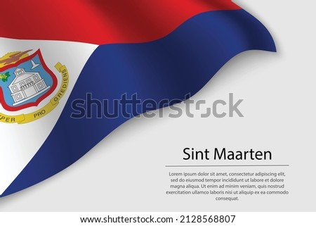 Wave flag of Sint Maarten is a province of Netherlands. Banner or ribbon vector template