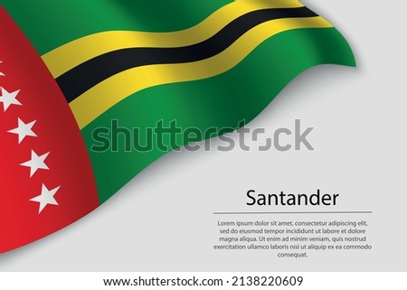 Wave flag of Santander is a region of Colombia. Banner or ribbon vector template