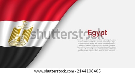 Wave flag of Egypt on white background. Banner or ribbon vector template for independence day