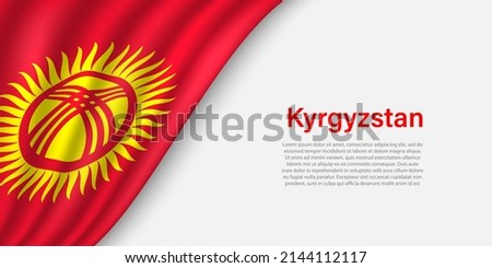 Wave flag of Kyrgyzstan on white background. Banner or ribbon vector template for independence day