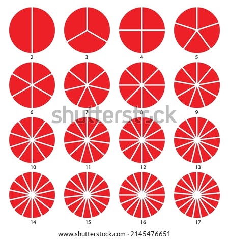 Set of round graphic pie charts icons. Segment of circle infographic collection