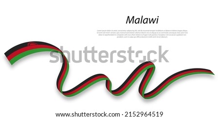 Waving ribbon or banner with flag of Malawi. Template for independence day poster design