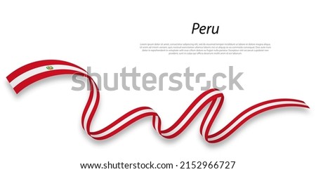 Waving ribbon or banner with flag of Peru. Template for independence day poster design