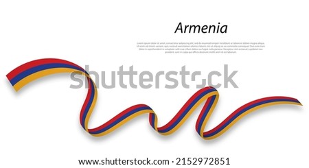 Waving ribbon or banner with flag of Armenia. Template for independence day poster design