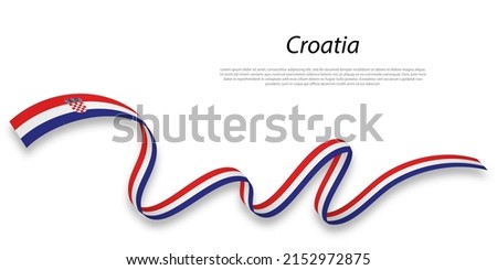 Waving ribbon or banner with flag of Croatia. Template for independence day poster design