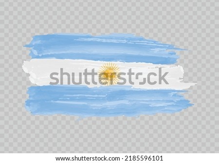 Watercolor painting flag of Argentina. Hand drawing brush stroke