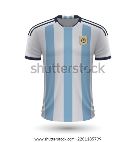Realistic soccer shirt of Argentina, jersey template for football kit