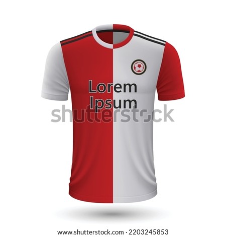 Realistic soccer shirt Feyenoord, jersey template for football kit 2022