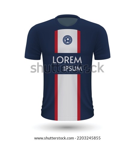 Realistic soccer shirt PSG, jersey template for football kit 2022