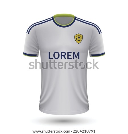 Realistic soccer shirt Leeds United, jersey template for football kit 2022