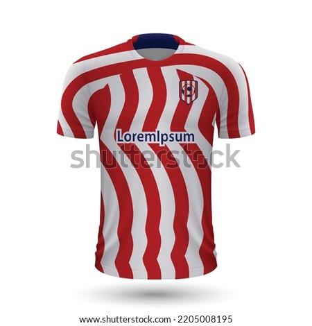 Realistic soccer shirt Atletico Madrid, jersey template for football kit 2022