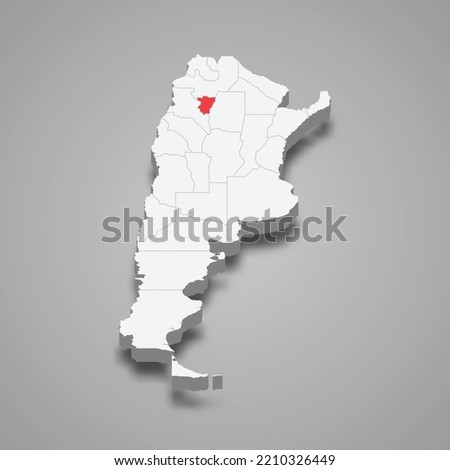 Tucuman region location within Argentina 3d isometric map