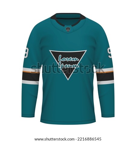 Realistic Ice Hockey shirt San Jose, jersey template for sport uniform