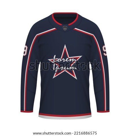 Realistic Ice Hockey shirt Columbus, jersey template for sport uniform