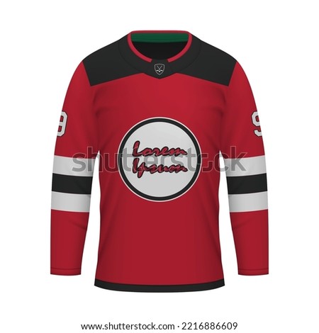 Realistic Ice Hockey shirt New Jersey, jersey template for sport uniform