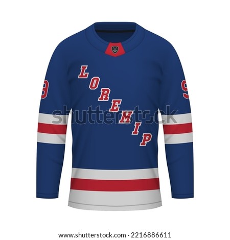 Realistic Ice Hockey shirt New York Rangers, jersey template for sport uniform
