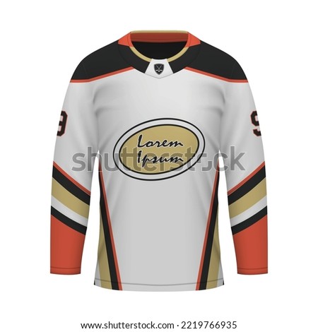 Realistic Ice Hockey away jersey Anaheim, shirt template for sport uniform