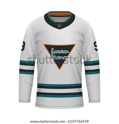 Realistic Ice Hockey away jersey San Jose, shirt template for sport uniform