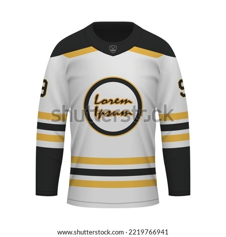 Realistic Ice Hockey away jersey Boston, shirt template for sport uniform