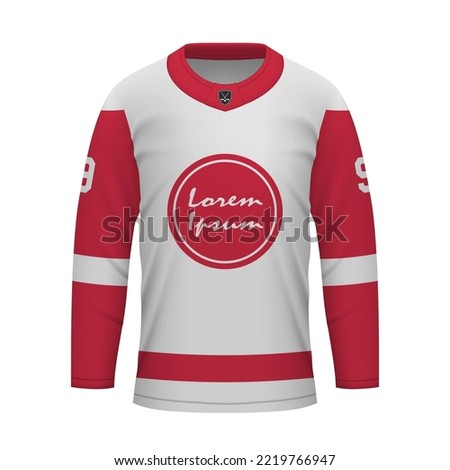 Realistic Ice Hockey away jersey Detroit, shirt template for sport uniform