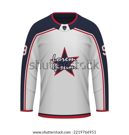 Realistic Ice Hockey away jersey Columbus, shirt template for sport uniform