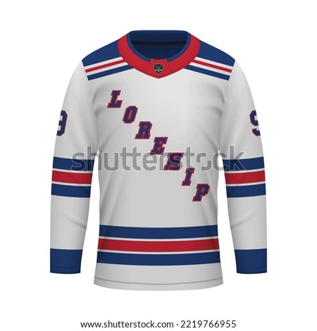 Realistic Ice Hockey away jersey New York Rangers , shirt template for sport uniform